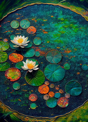 Glasbild 120x80cm Wasserpflanzen im Kreis