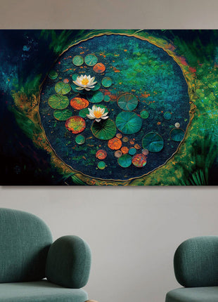 Glasbild 120x80cm Wasserpflanzen im Kreis