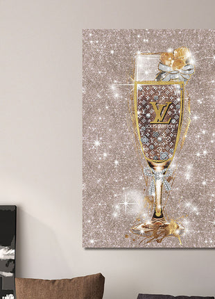 Glasbild mit Goldfolie 60x80cm Pille schwarz