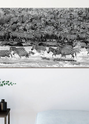 Glasbild 160x80cm Zebras im Wasser
