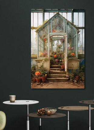 Glasbild 80x120cm Gartengewächshaus