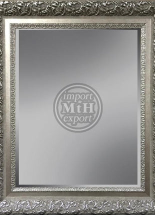 Spiegel mit Facette, 42x132cm inkl. Rahmen. Antikes Silber
