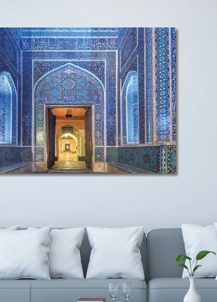 Glasbild mit 3D-Relief 160x110cm Blaue Moschee