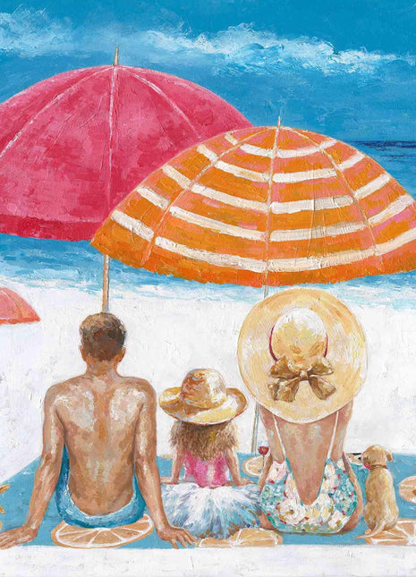 Leinwand 100x100cm 'Familie am Strand'