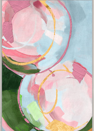 Leinwand inkl. Rahmen 80x120cm 'Pink Circles' Material: Acrylfarbe + Goldfolie