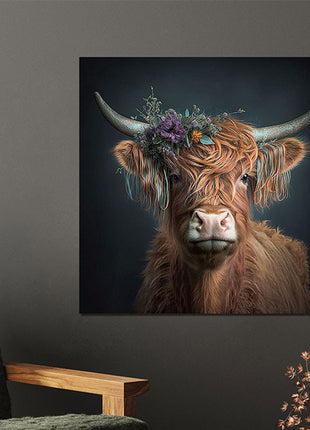 Glasbild 80x80cm Highlander
