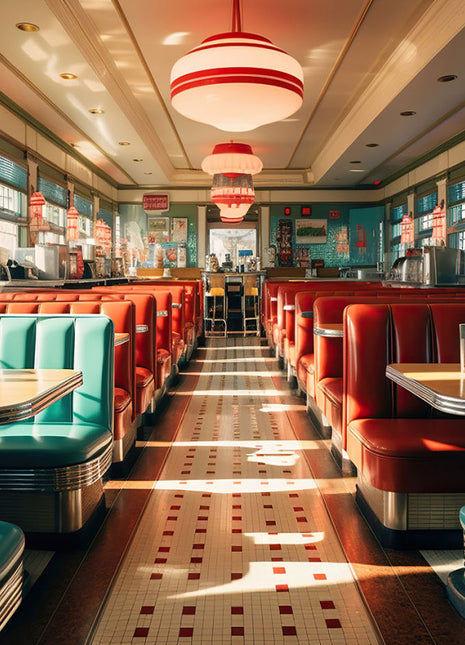 Glasbild 120x80cm 50er Jahre Diner
