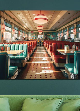 Glasbild 120x80cm 50er Jahre Diner
