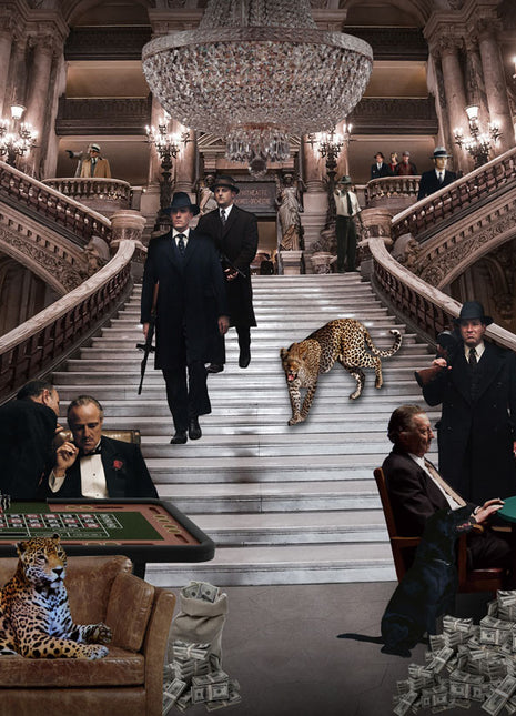 Glasbild 160x110cm Mafia-Glücksspiel