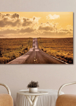 Glasbild 160x110cm Straße durch hügelige Landschaft