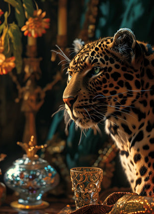Glasbild 160x110cm Panther chic