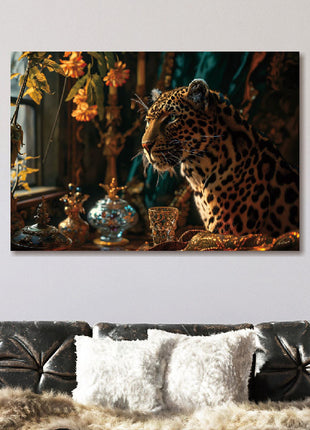 Glasbild 160x110cm Panther chic