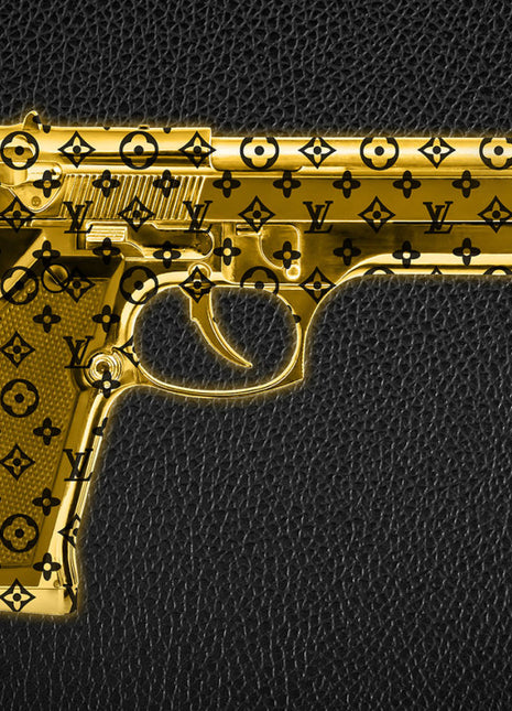 Glasbild 80x120cm Golden Gun