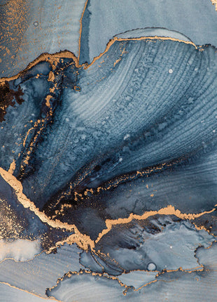 Glasbild mit 3D-Relief 160x110cm Art blau/gold