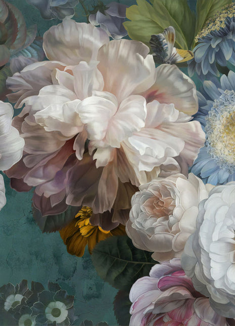 Glasbild mit 3D-Relief 120x80cm Gezeichnete Blumen
