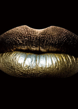 Glasbild 120x80cm Goldene Lippen