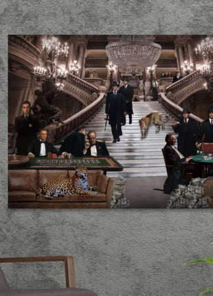 Glasbild 120x80cm Mafia im Casino