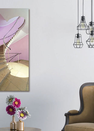 Glasbild 80x120cm Wendeltreppe mit rosa Wand