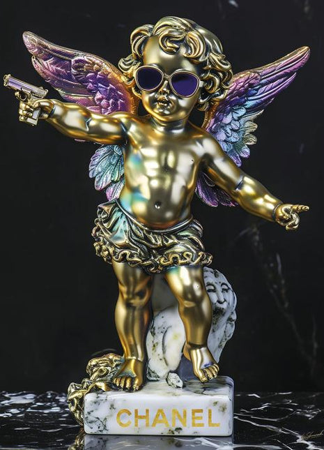 Glasbild 60x80cm Goldener Engel