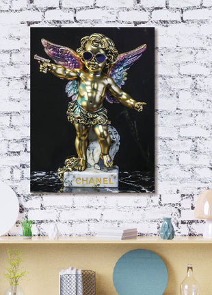 Glasbild 60x80cm Goldener Engel
