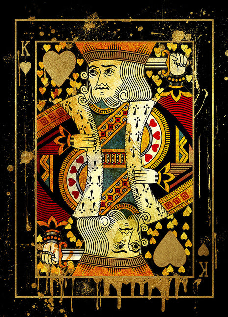 Glasbild 80x120cm Goldene Spielkarte