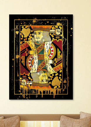 Glasbild 80x120cm Goldene Spielkarte