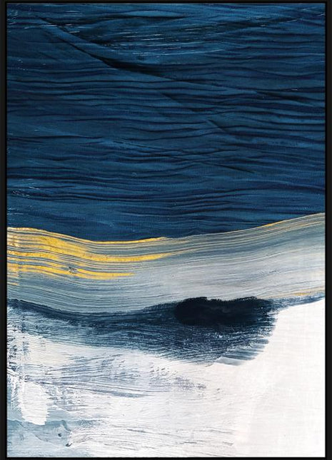 Ölgemälde inkl. schwarzem Rahmen 100x140cm „Early Morning Sea“. Material: Acrylfarbe + Recyclingpapier