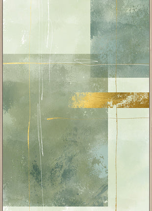 Leinwand inkl. Rahmen 80x120cm 'Green Fields' Material: Acrylfarbe + Goldfolie