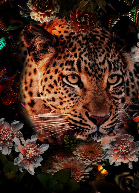 Glasbild 80x80cm Panther