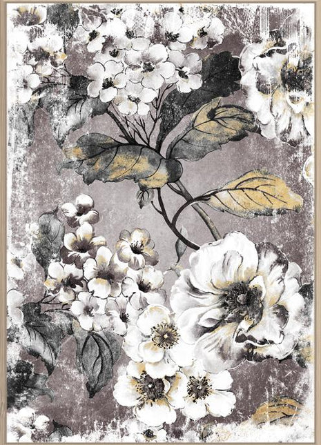 Leinwand inkl. Backrahmen 100x140cm Blumen Retro hell. Material: Leinwand + Acrylfarbe