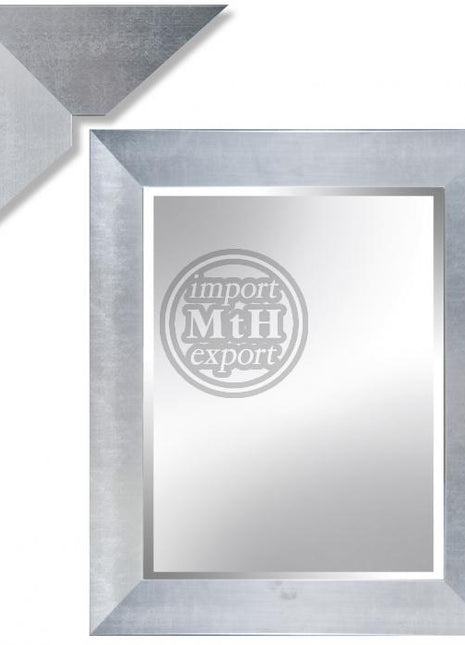 Spiegel mit Facette, 79x110cm inkl. Rahmen. Silber