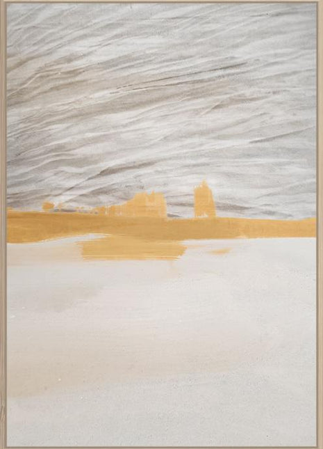 Ölgemälde + Leerrahmen 100x140cm 'Cloudy Sunset'. Material: Acrylfarbe + Recyclingpapier