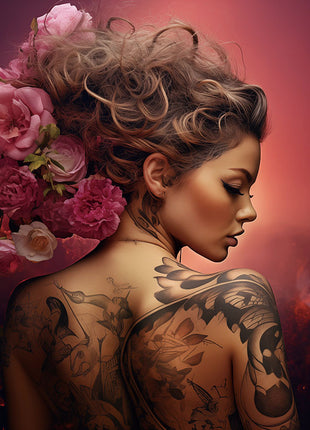 Glasbild 160x110cm Frau mit Tattoo