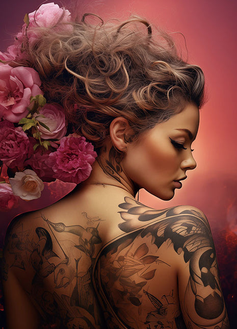 Glasbild 160x110cm Frau mit Tattoo