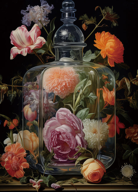 Glasbild 120x80cm Blumenstrauß in der Flasche