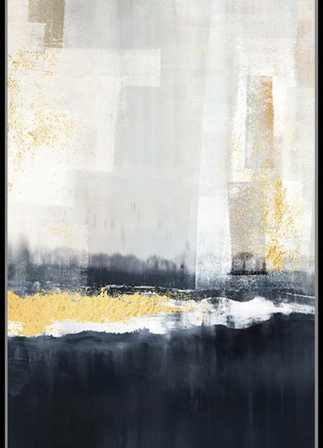 Leinwand inkl. Backrahmen 100x140cm Abstrakt gold/blau/weiß. Material: Acrylfarbe + Goldfolie